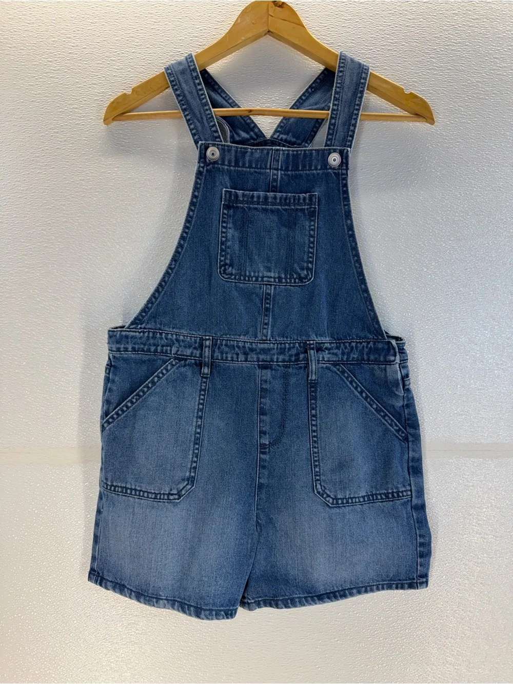 PLACE Girls Denim Short Overalls Size 12 Blue Cotton Bib Shortalls Romper